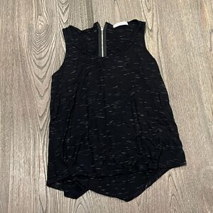 Olivia Moon Black Space Dye Knit Scoop Neck Tank Top Size S